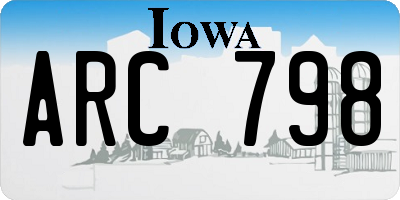 IA license plate ARC798