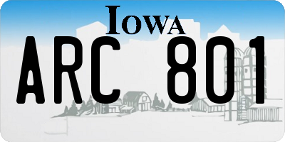 IA license plate ARC801
