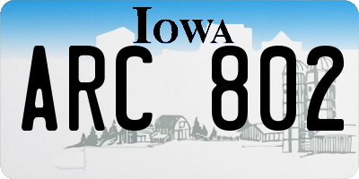 IA license plate ARC802