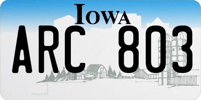 IA license plate ARC803