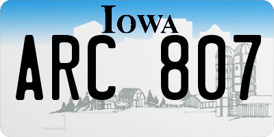 IA license plate ARC807