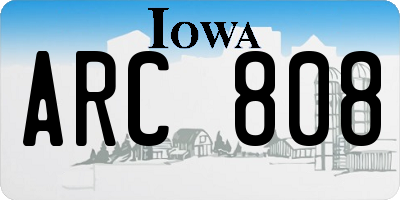 IA license plate ARC808