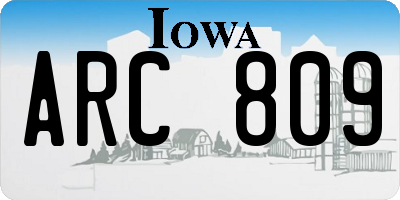 IA license plate ARC809