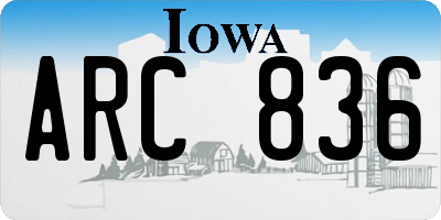 IA license plate ARC836