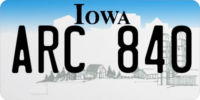 IA license plate ARC840