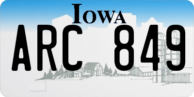 IA license plate ARC849