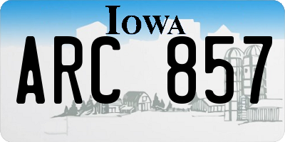 IA license plate ARC857