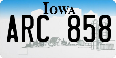 IA license plate ARC858