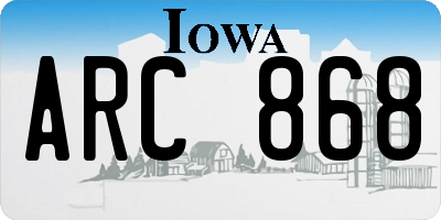 IA license plate ARC868