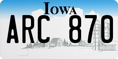 IA license plate ARC870