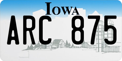 IA license plate ARC875