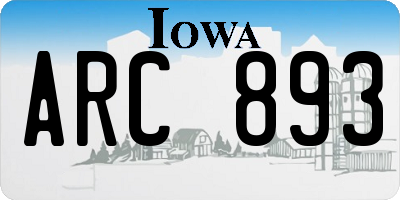 IA license plate ARC893