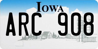 IA license plate ARC908