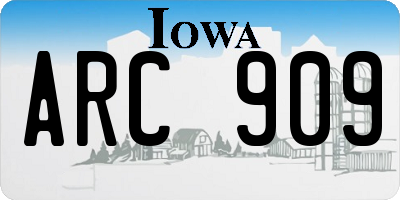 IA license plate ARC909