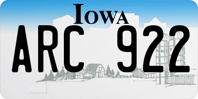 IA license plate ARC922
