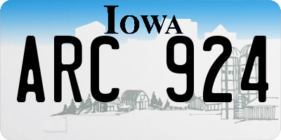 IA license plate ARC924