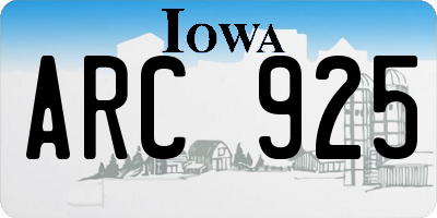 IA license plate ARC925