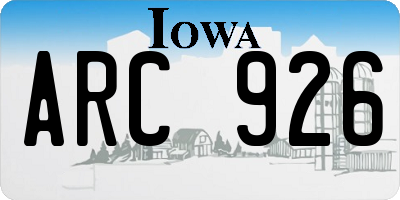 IA license plate ARC926