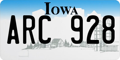 IA license plate ARC928