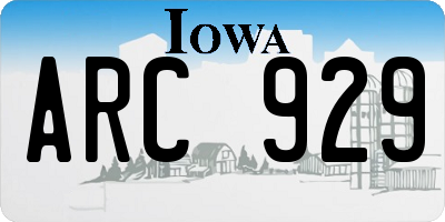 IA license plate ARC929