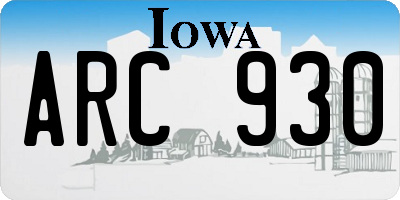 IA license plate ARC930