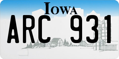 IA license plate ARC931