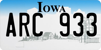 IA license plate ARC933