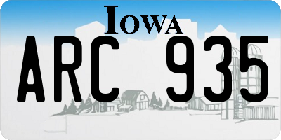 IA license plate ARC935