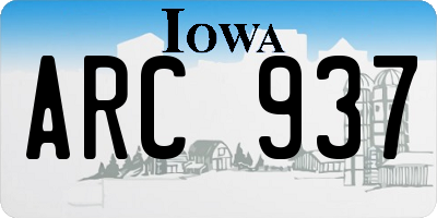 IA license plate ARC937