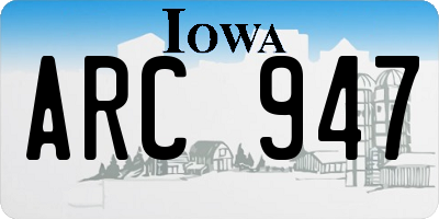 IA license plate ARC947