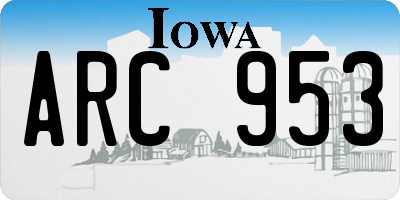 IA license plate ARC953