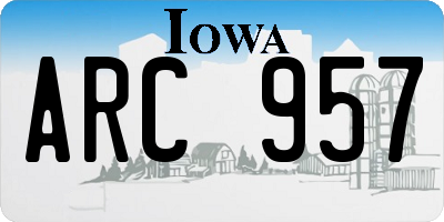 IA license plate ARC957