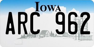 IA license plate ARC962
