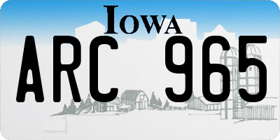 IA license plate ARC965