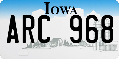 IA license plate ARC968