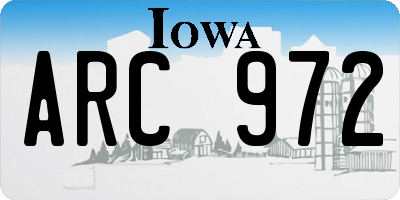 IA license plate ARC972