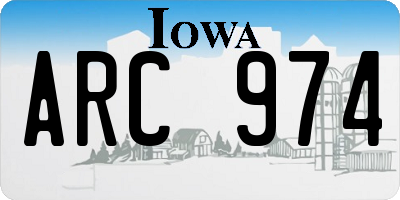 IA license plate ARC974