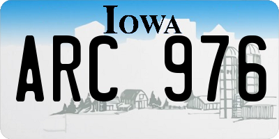 IA license plate ARC976