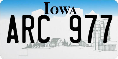 IA license plate ARC977