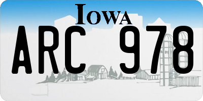 IA license plate ARC978