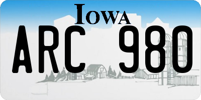 IA license plate ARC980