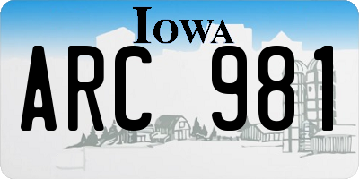 IA license plate ARC981