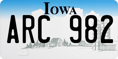 IA license plate ARC982