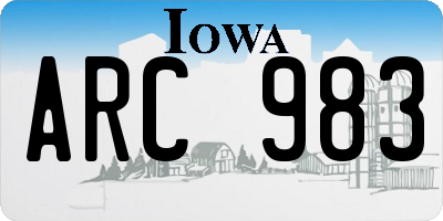 IA license plate ARC983