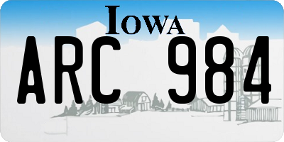 IA license plate ARC984