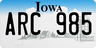 IA license plate ARC985