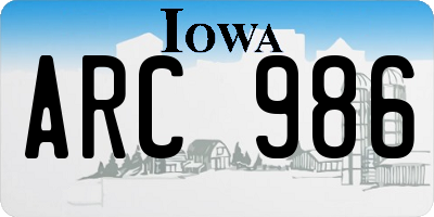 IA license plate ARC986