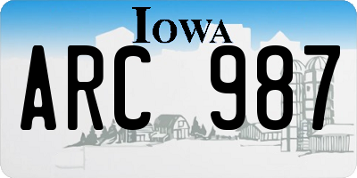IA license plate ARC987