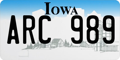 IA license plate ARC989