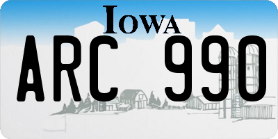 IA license plate ARC990
